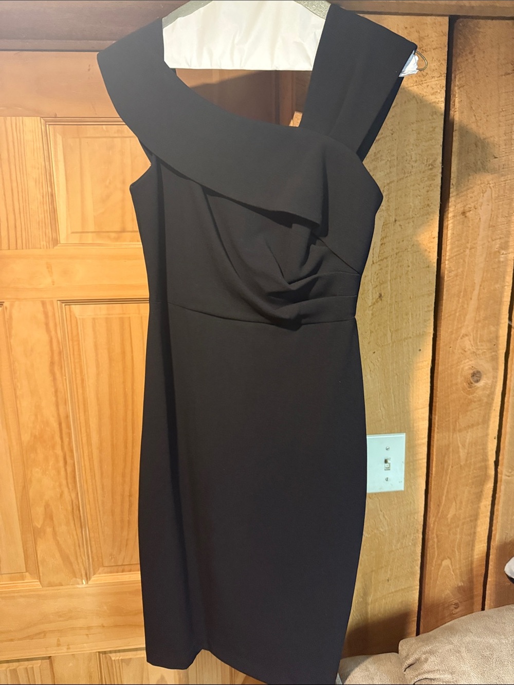 Donna Karan Black Asymmetrical One-Shoulder Dress